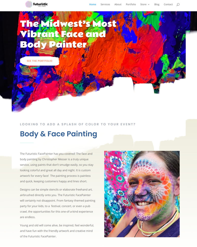 Website Redesign of Futuristic Face Paint